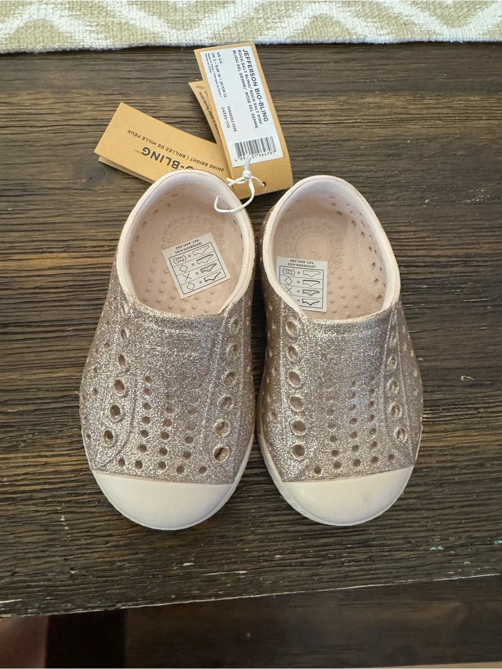 Native Kids Jefferson Slip-On Glitter Shoes - Rose Gold